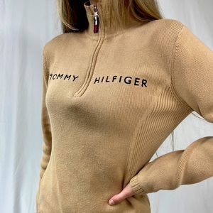 Tommy Hilfiger Ribbed Half Zip True Nude Sweater